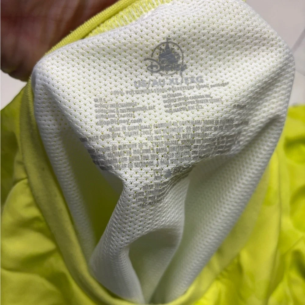 Disney Park Mickey Mouse Pullover Shirt Size XL Neon Yellow Windbreaker Cinch